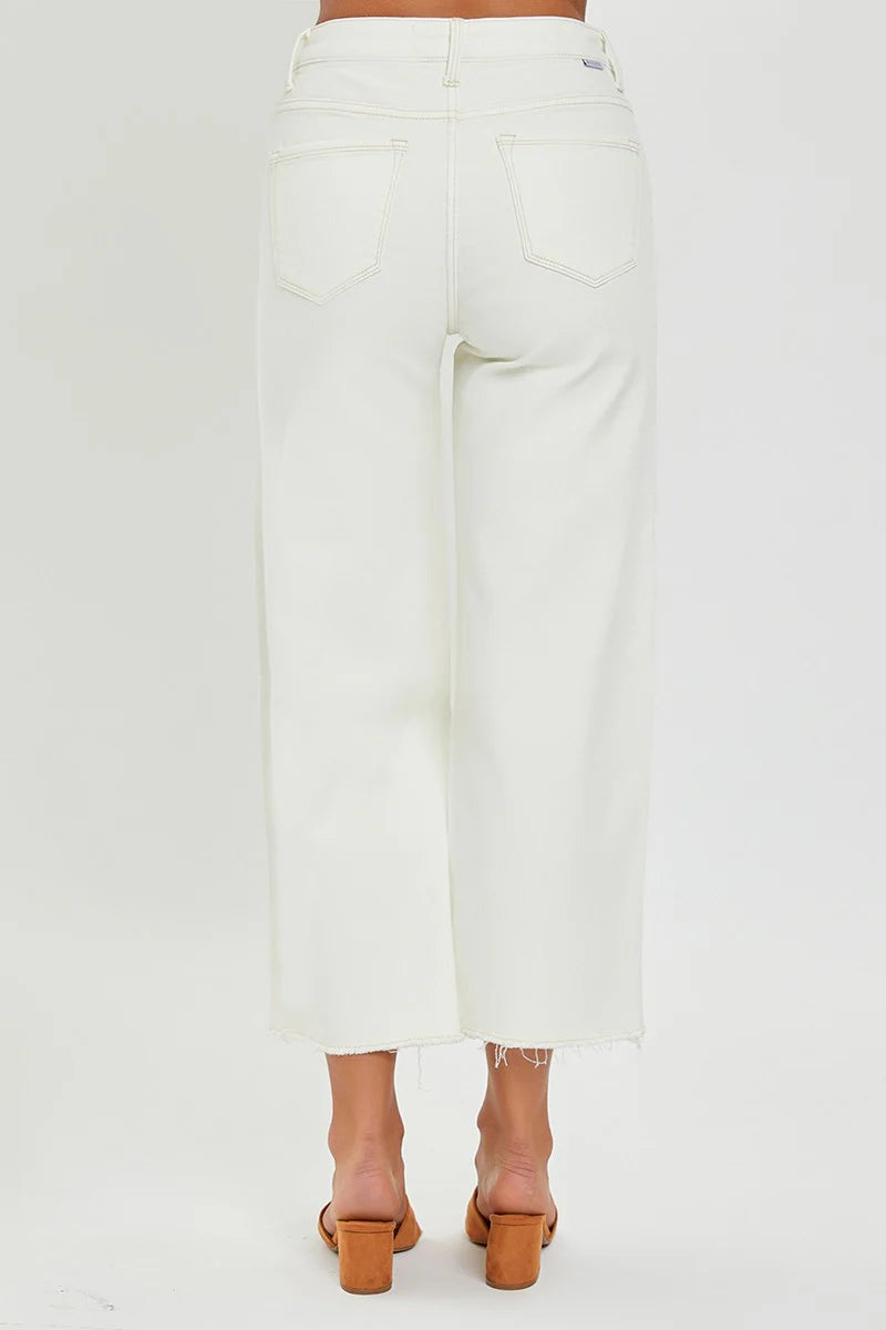 Risen/ HR Crop WIde Leg Pant/ Cream