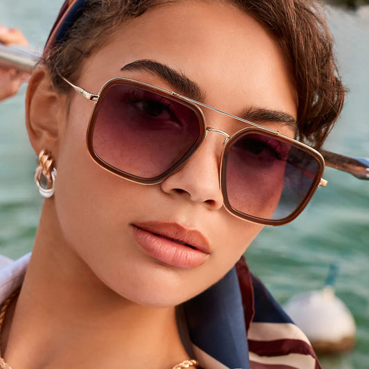 DIFF/ Jordan Sunglasses/ Whiskey Gold + Grey Gradient