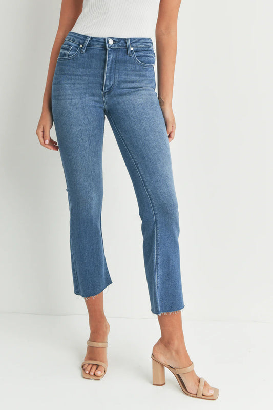 Just Black/ HR Tonal Crop Flare/ Medium Denim
