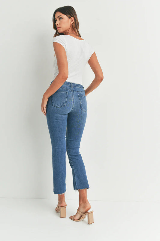 Just Black/ HR Tonal Crop Flare/ Medium Denim
