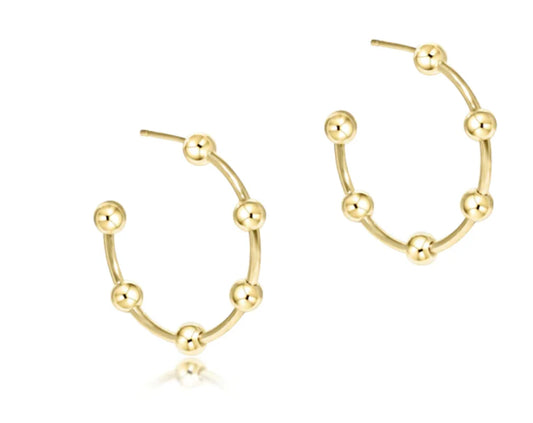 ENewton/ Beaded Simplicity 1" Post Hoop-4mm Gold