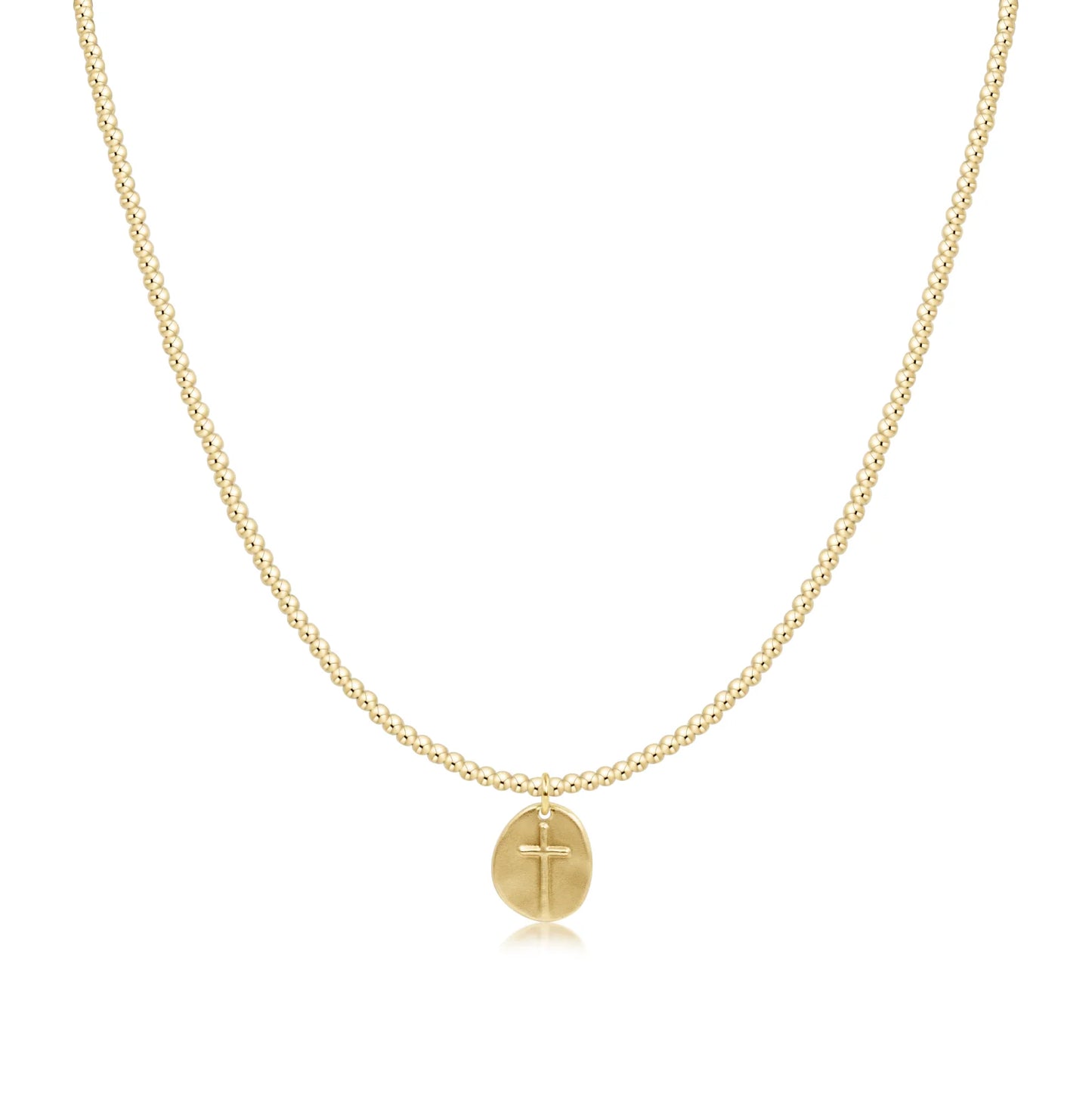 ENewton/ 15" Choker Classic Gold 2mm Bead-Inspire Small Gold Charm