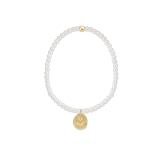 ENewton/ Classic Pearl 3mm Bead Bracelet-Inspire Love Small Gold Charm