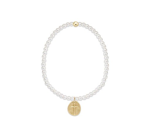 ENewton/ Classic Pearl 3mm Bead Bracelet-Inspire Small Gold Charm