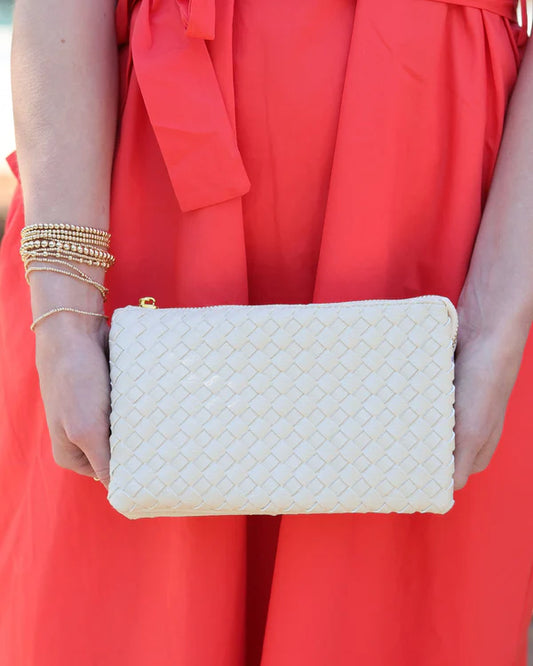 The Liz Crossbody Bag/ Woven Almond