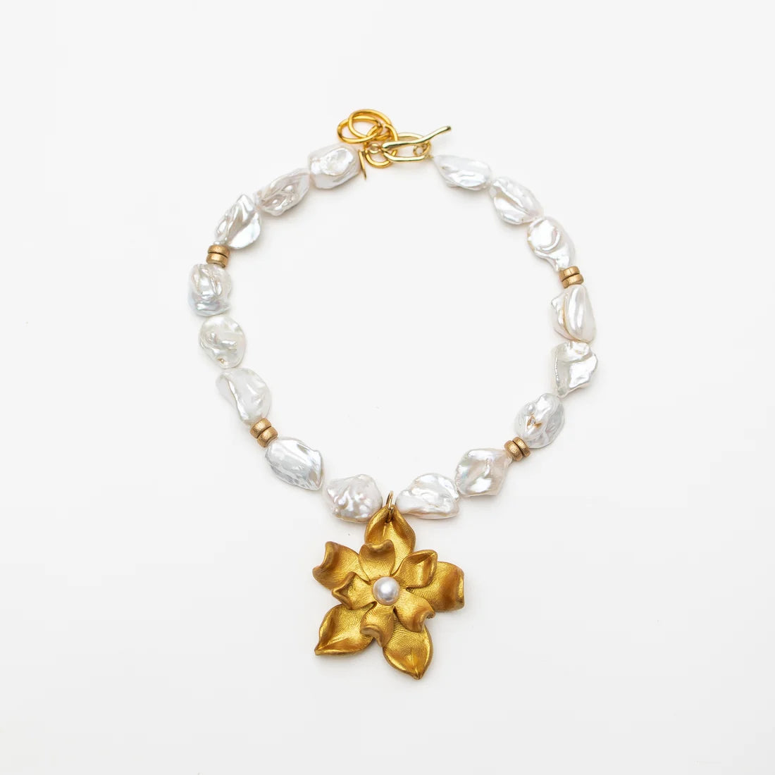 Hidden Truth Jewelry/ Baroque Pearls Necklace + Magnolia Blossom