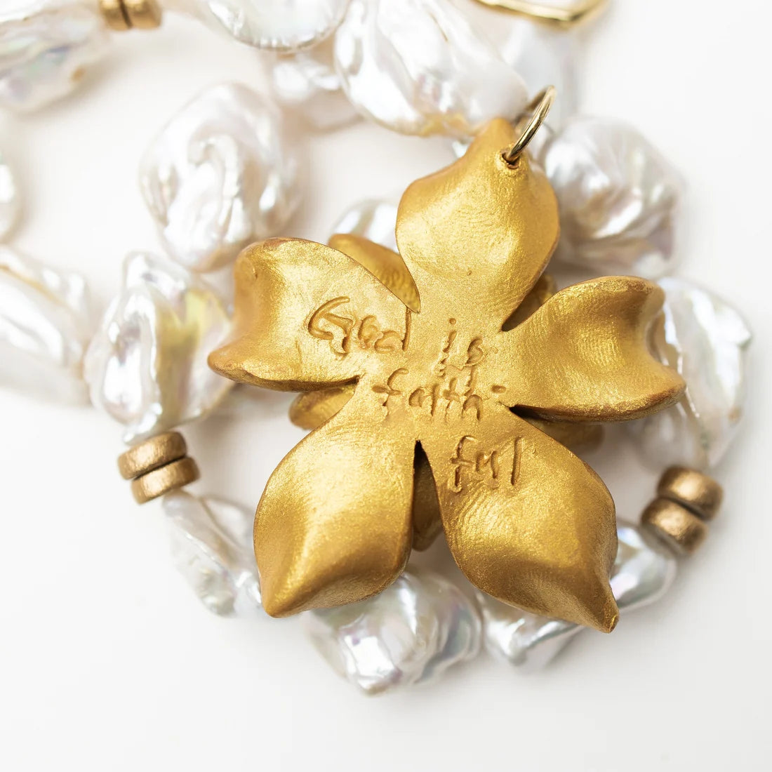Hidden Truth Jewelry/ Baroque Pearls Necklace + Magnolia Blossom