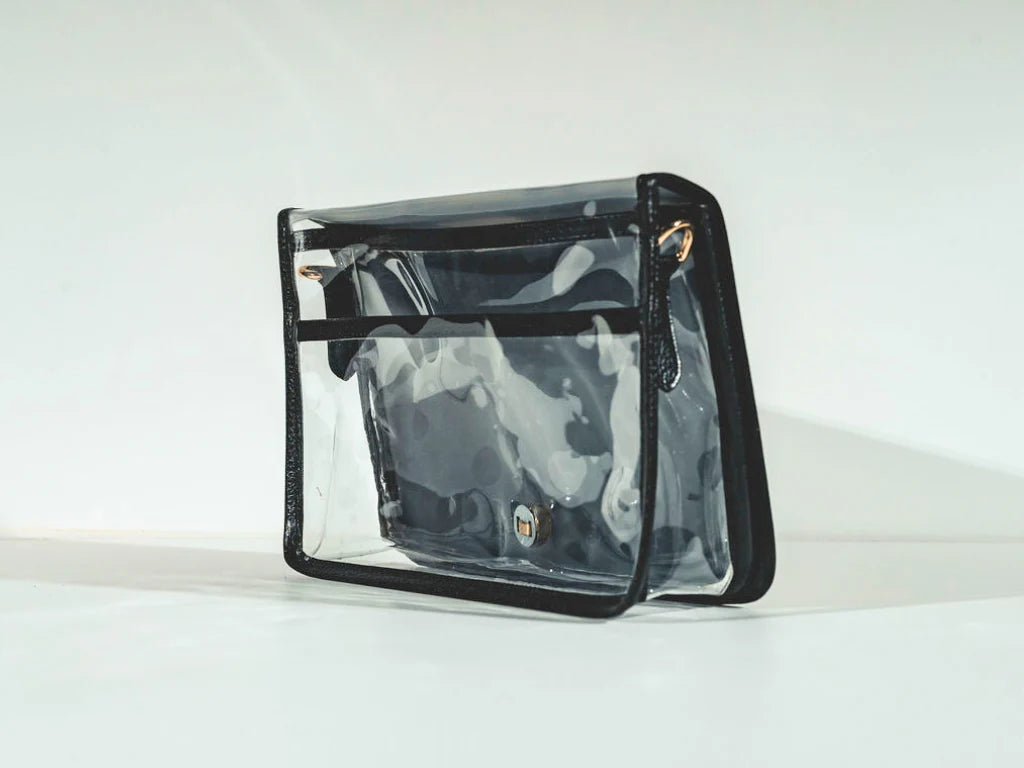 The Red + White Grid Clear Stadium Bag w/ Bulldog
