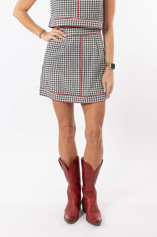 The Emmy Set/ SKIRT ONLY/ Black Gingham + Red