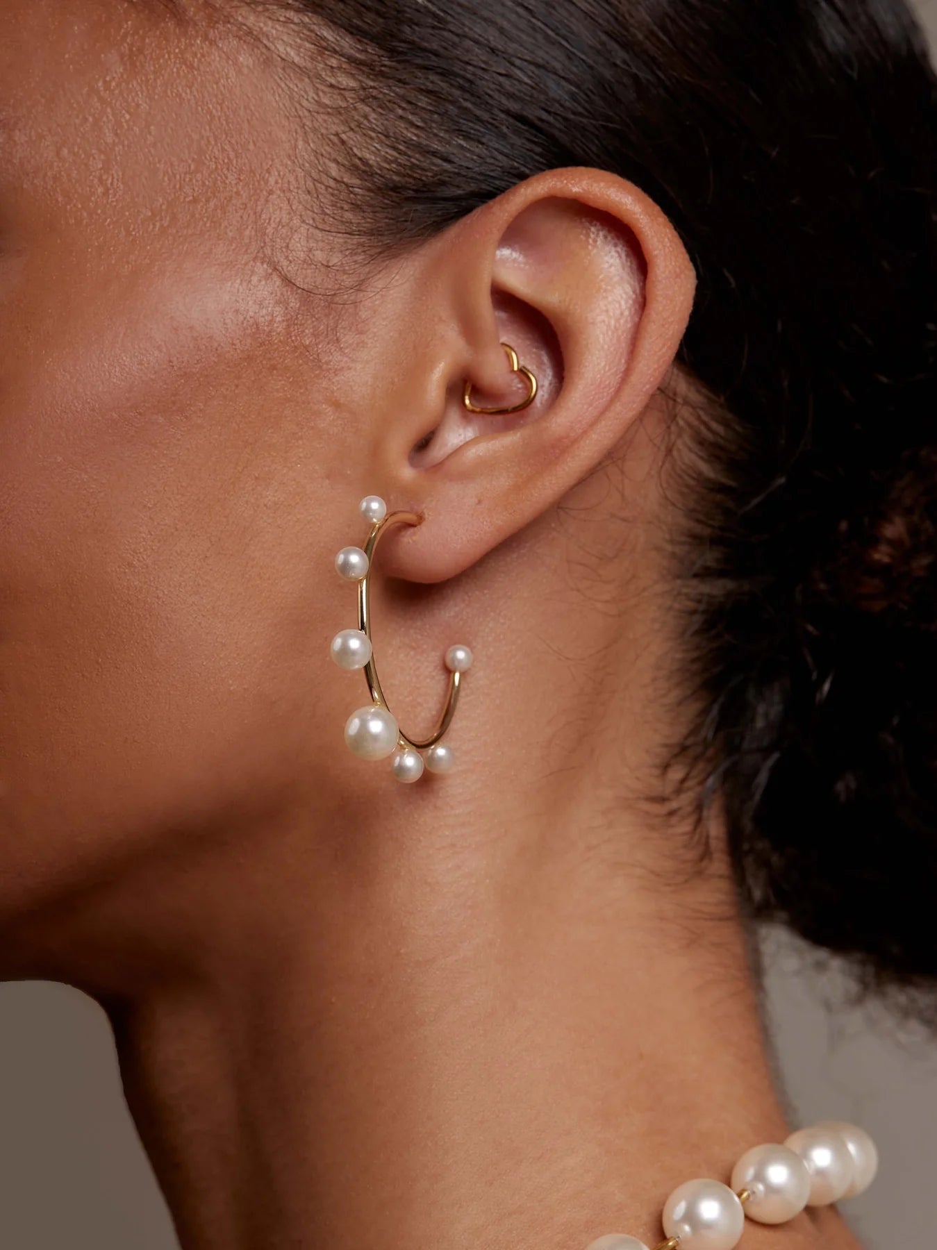The Small Decorative Pearl Hoop