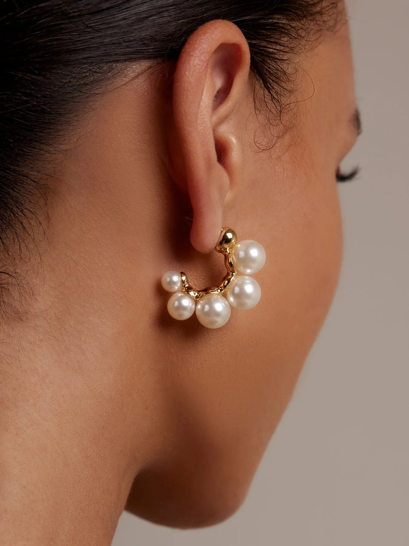 The Multi Pearl Hoop Earring