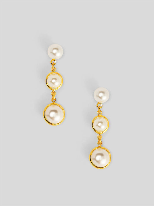 The Triple Pearl Chain Drop Earring