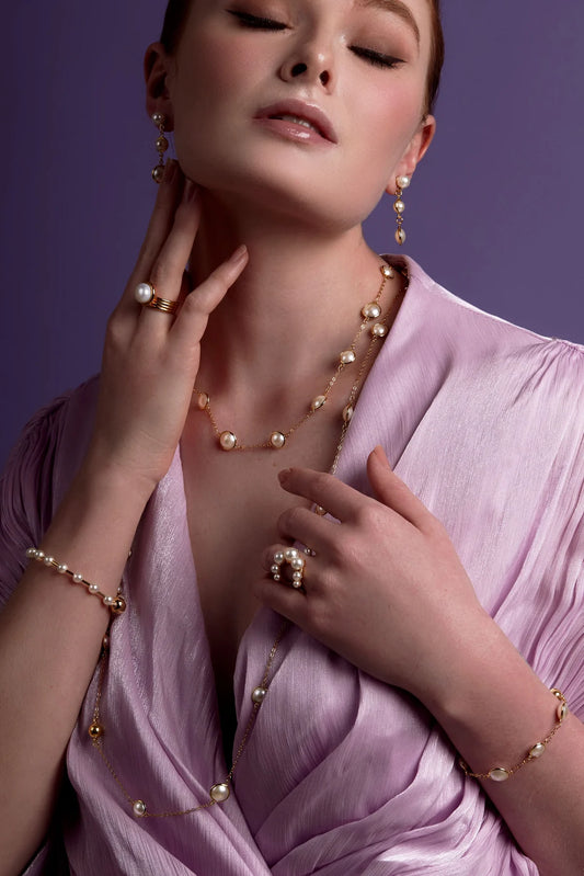 The Triple Pearl Chain Drop Earring