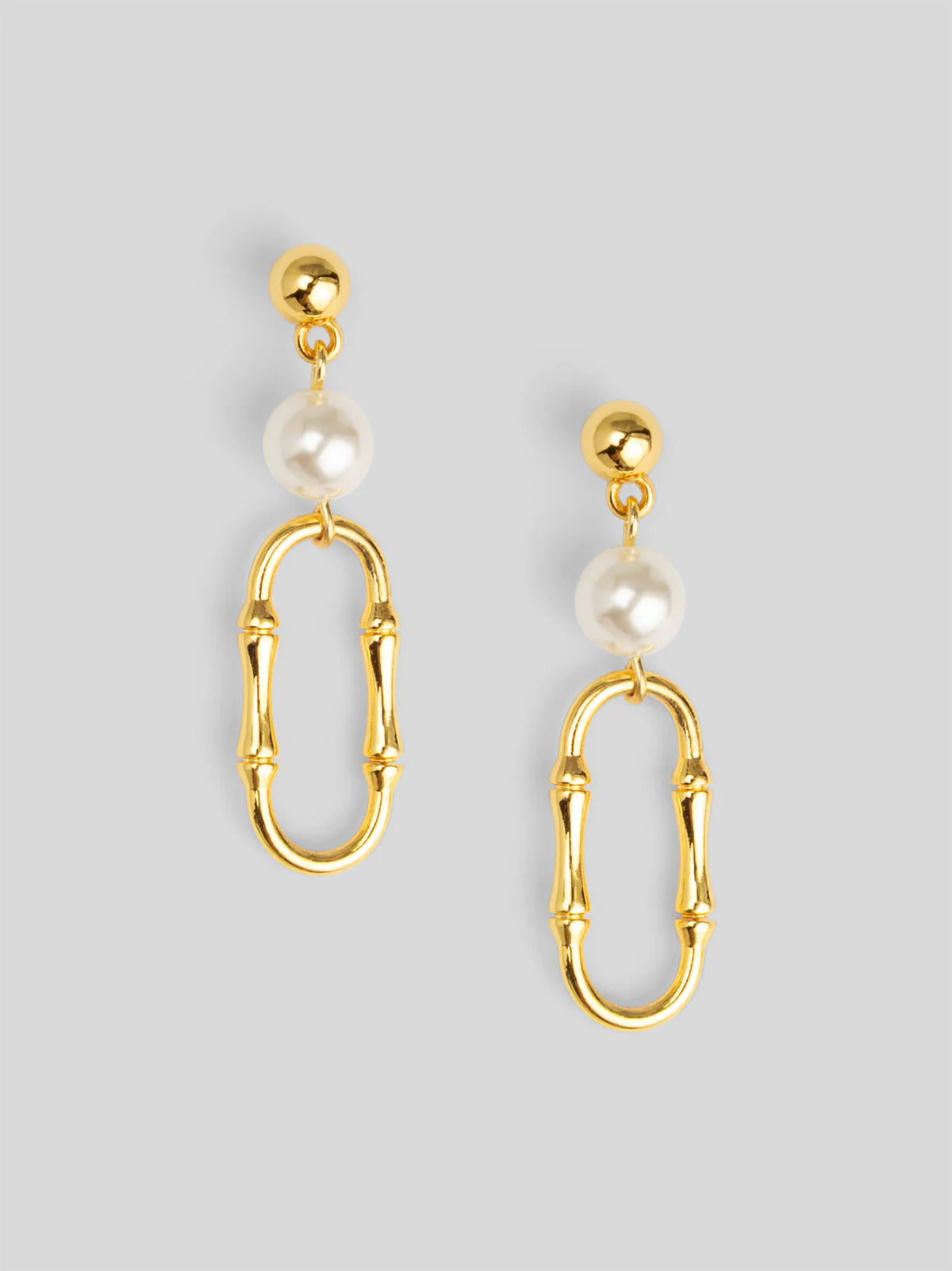 The Bamboo Link Pearl Drop Earring