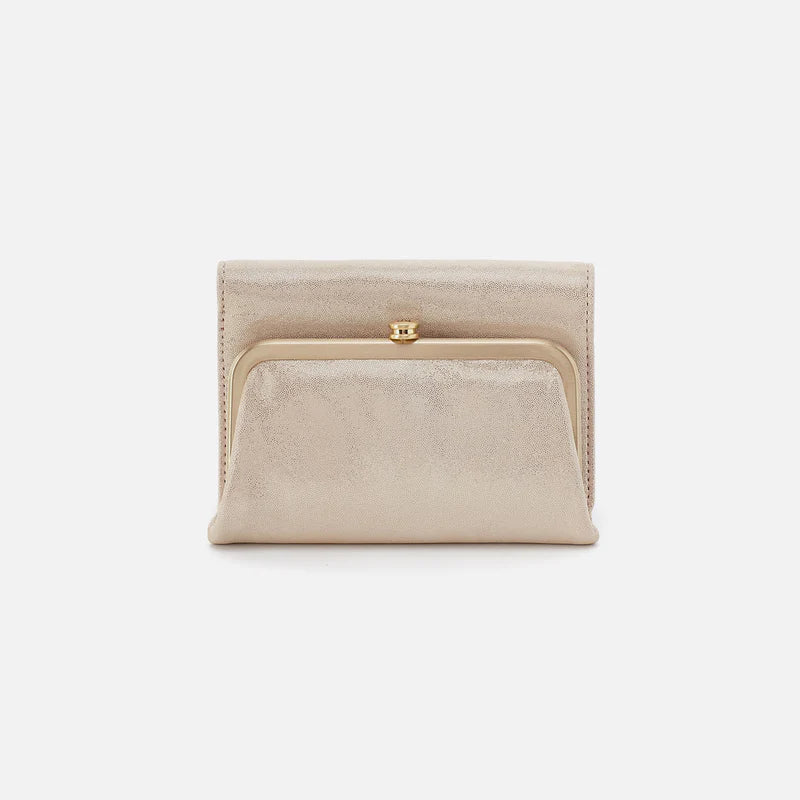 HOBO/ The Robin Compact Wallet/ Metallic Leather Sand Shimmer