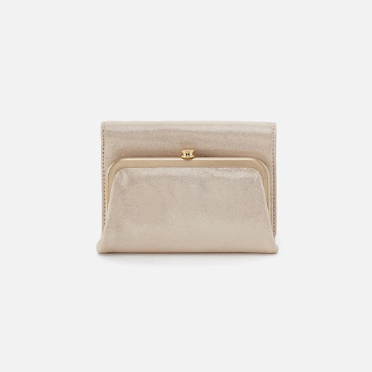 HOBO/ The Robin Compact Wallet/ Metallic Leather Sand Shimmer