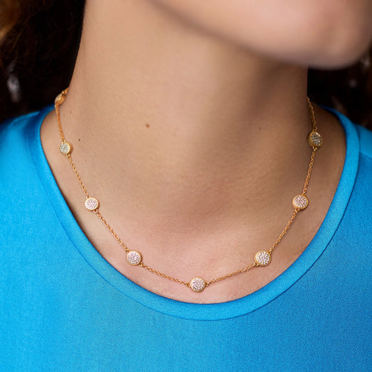 Julie Vos/ Windsor Delicate Station Necklace/ Pave Cubic Zirconia