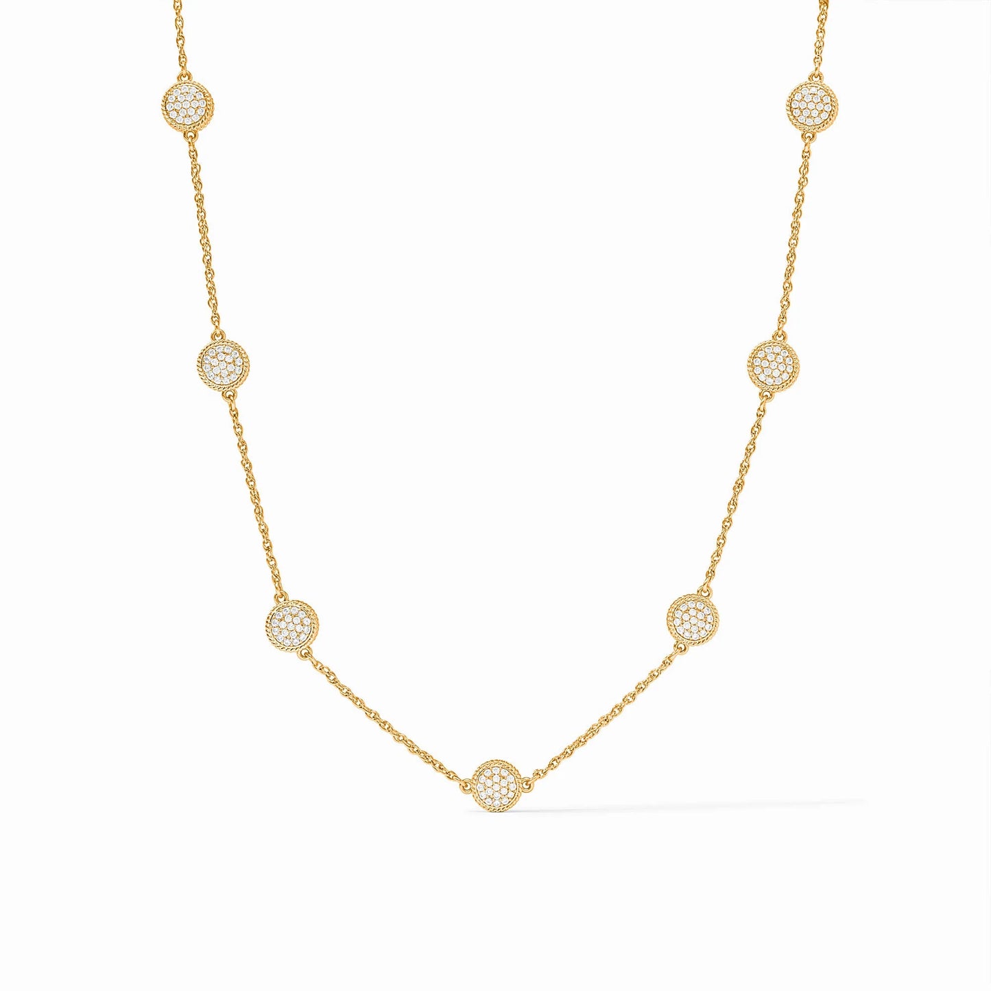Julie Vos/ Windsor Delicate Station Necklace/ Pave Cubic Zirconia