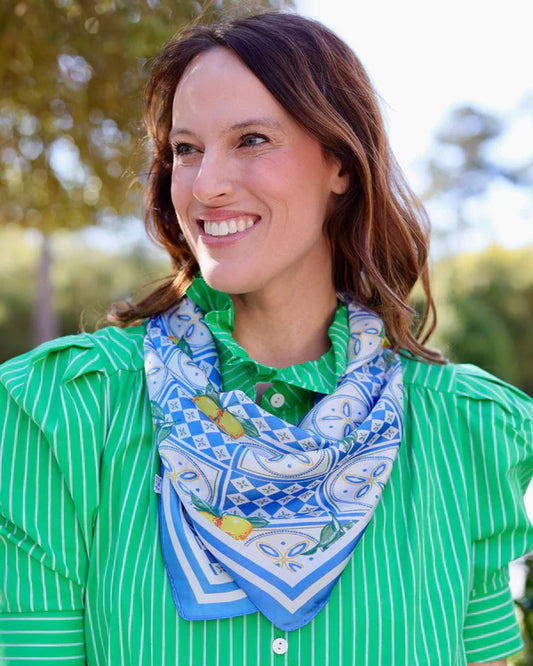 The Naples Citrus Print Scarf/ Blue