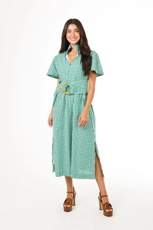 The Gretchen Dress/ Green + White Gingham