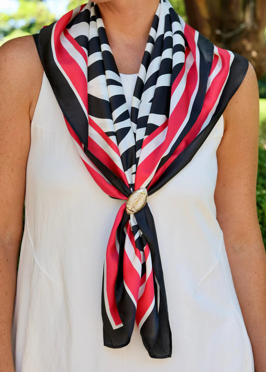 The Harper Striped Scarf/ Large /Red+Black