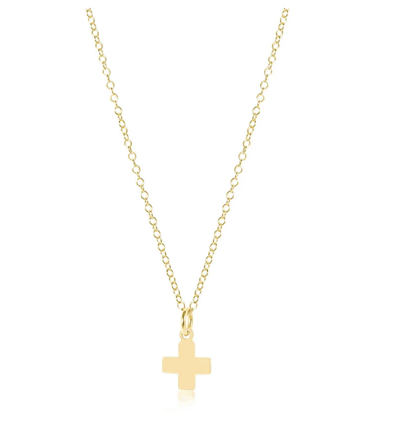 ENewton/ 16" Necklace Gold-Signature Cross Gold Charm