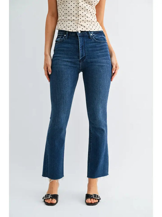 Just Black/ HR Tonal Crop Flare/ Dark Denim