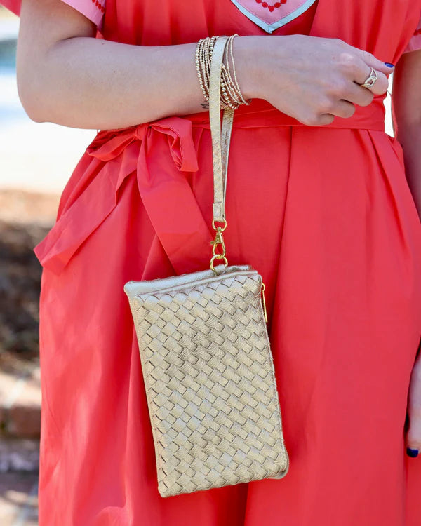 The Liz Crossbody Bag/ Woven Gold