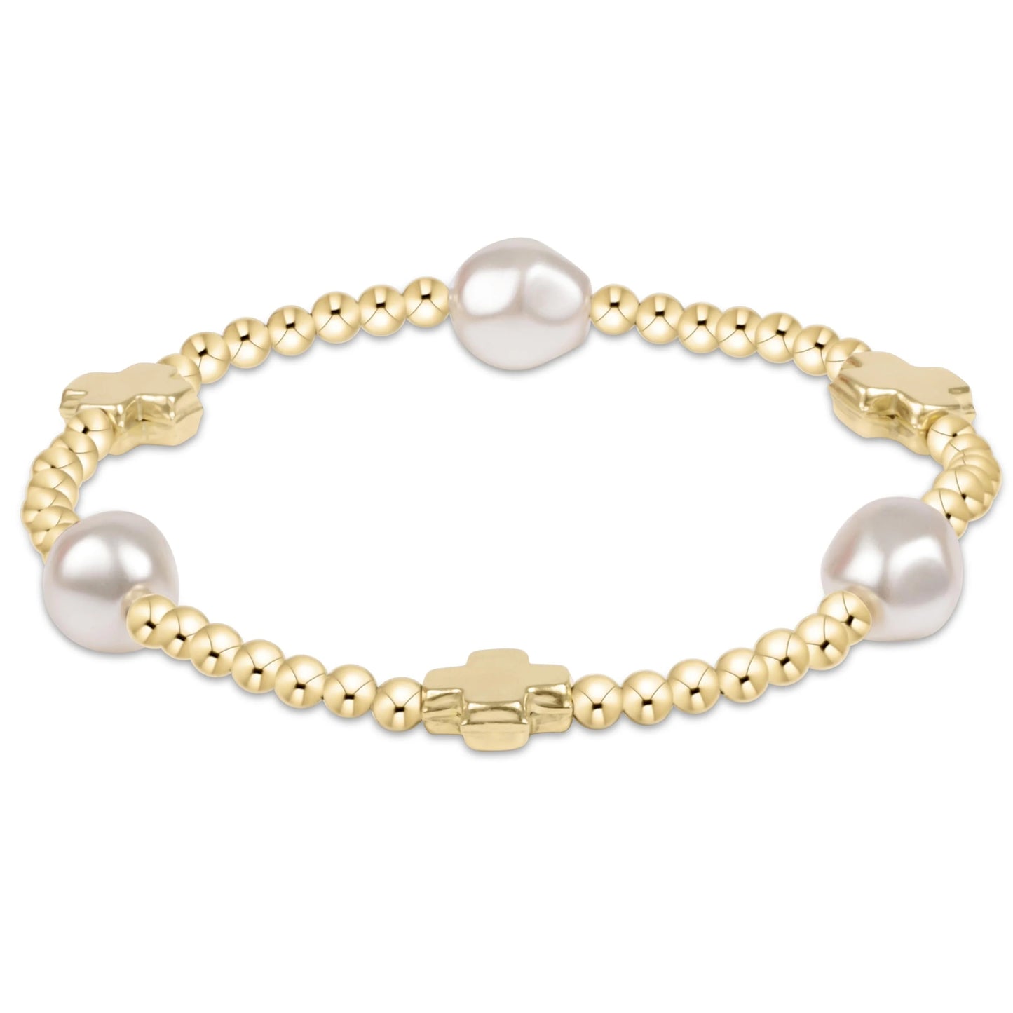 ENewton/ Signature Cross Admire Pearl Pattern 3MM Bead Bracelet