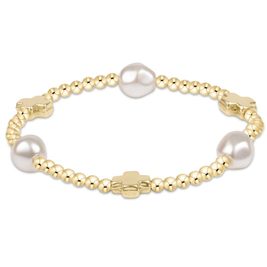 ENewton/ Signature Cross Admire Pearl Pattern 3MM Bead Bracelet