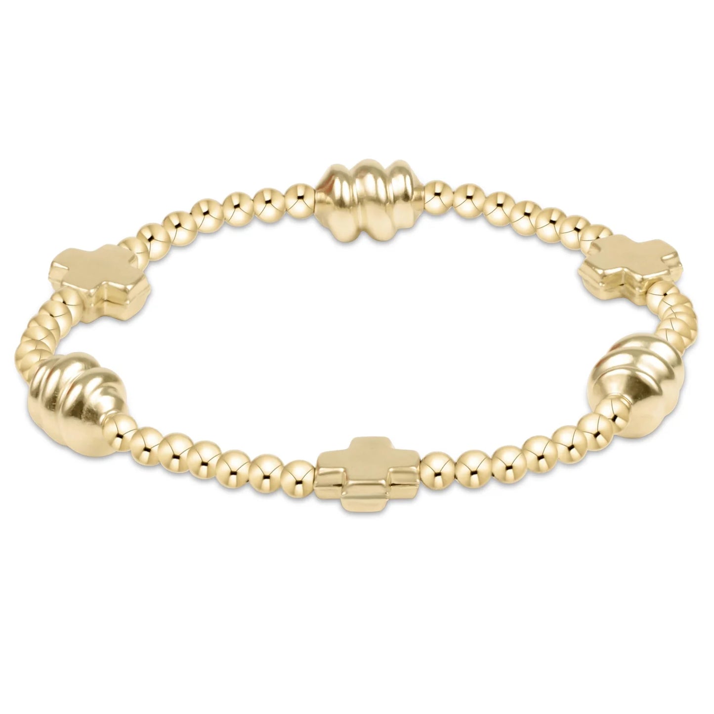 ENewton/ Signature Cross Admire Gold Pattern 3MM Bead Bracelet - Gold