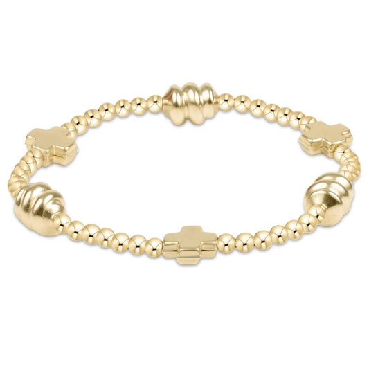 ENewton/ Signature Cross Admire Gold Pattern 3MM Bead Bracelet - Gold