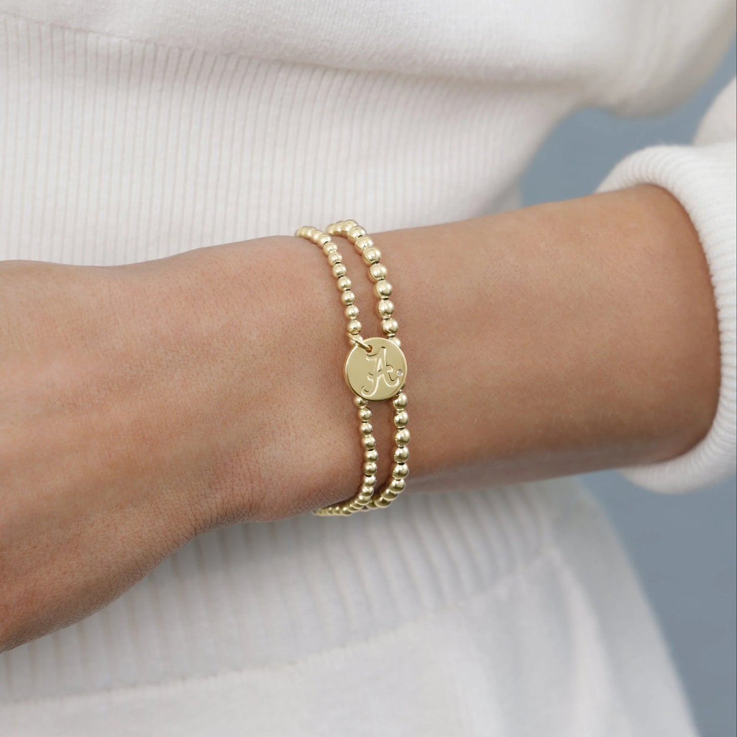 ENewton/ ECollegiate Classic Gold 3MM Bracelet-Alabama Disc