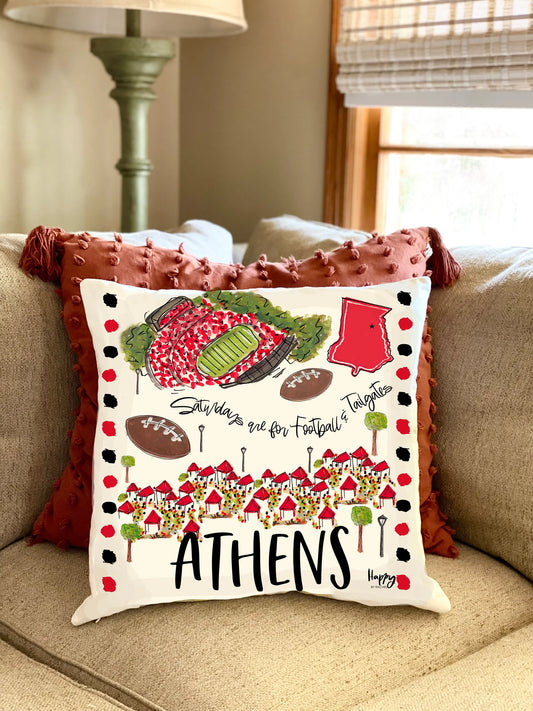 The Athens College Town Pillow