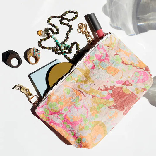 Astral Marbled Pouch/ Garden Party/ Large