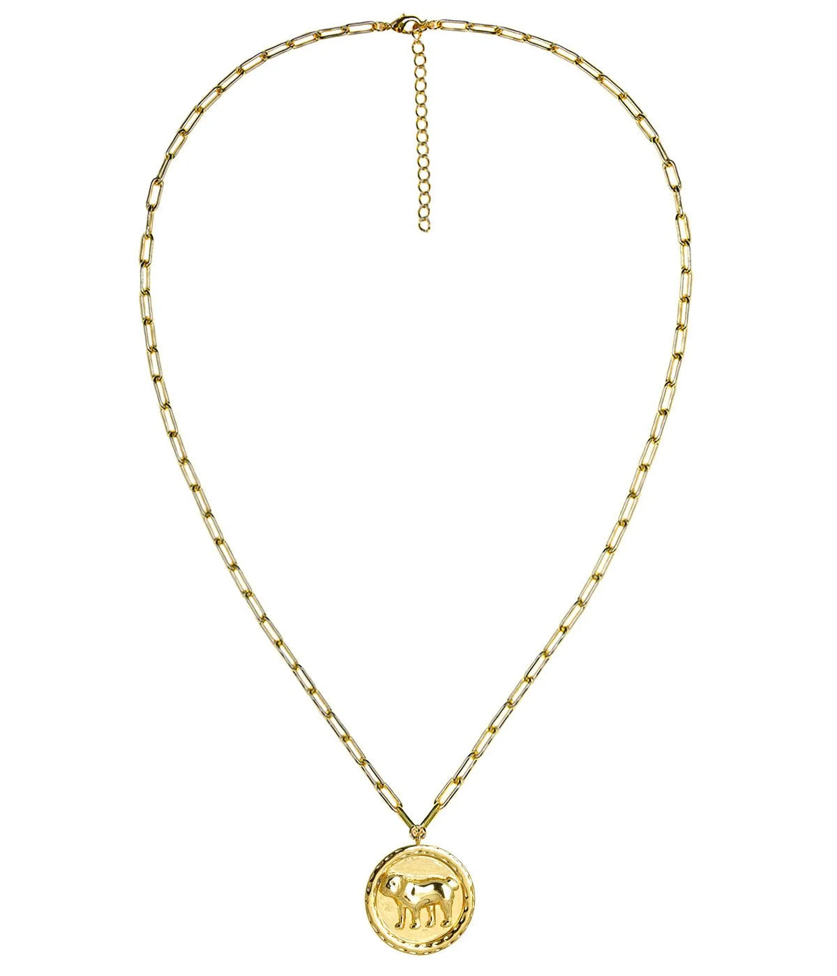 Lisi Lerch/ Bulldog 3D Disc Coin Necklace/ 18K Gold Plated
