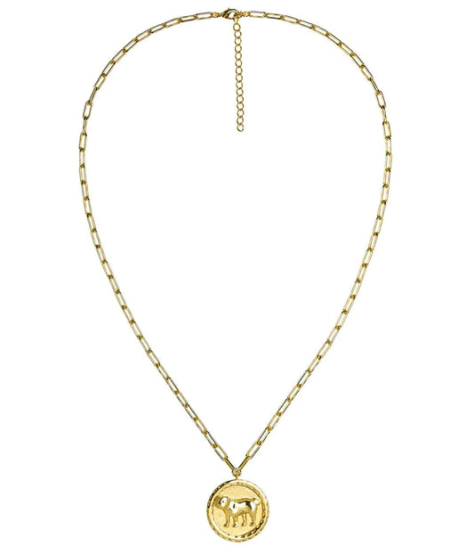 Lisi Lerch/ Bulldog 3D Disc Coin Necklace/ 18K Gold Plated