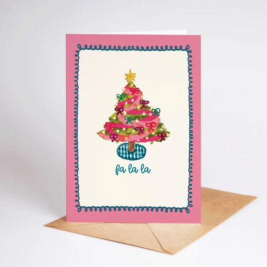 Fa La La Colorful Tree Holiday Greeting Card