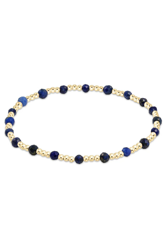 ENewton/ Gemstone Gold Sincerity Pattern 3MM Bead Bracelet-Lapis
