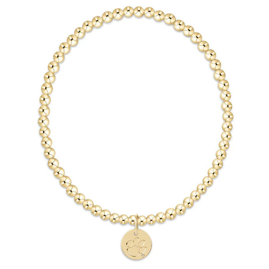 ENewton/ ECollegiate Classic Gold 3MM Bracelet-Clemson Disc