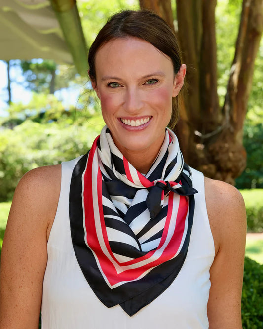 The Harper Striped Scarf/ Large /Red+Black
