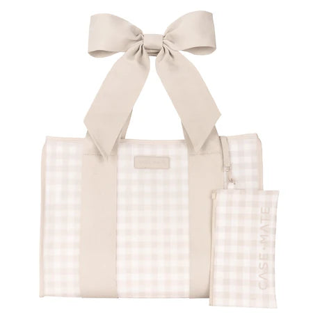 Case-Mate/ Bow Jelly Tote Bag/ Latte Gingham