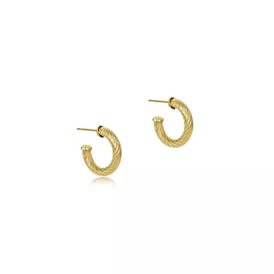 ENewton/ Round Gold 0.5" Post Hoop-4mm-Textured Twist