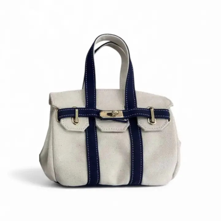 The Luxey Mini Canvas Tote/ Navy