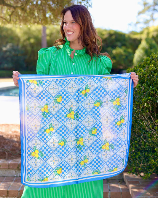 The Naples Citrus Print Scarf/ Blue