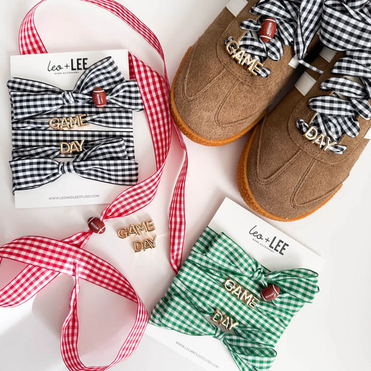 The Game Day Gingham Sneaker Lace Charm Set