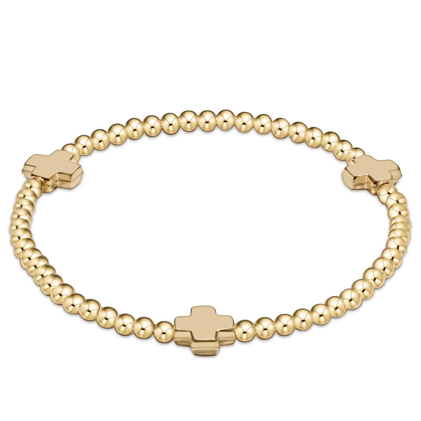 ENewton/ EGirl/ Signature Cross 3MM Gold Bracelet-Gold