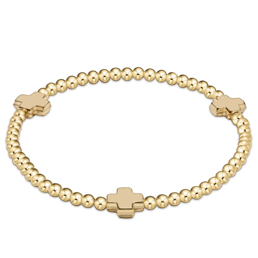 ENewton/ EGirl/ Signature Cross 3MM Gold Bracelet-Gold