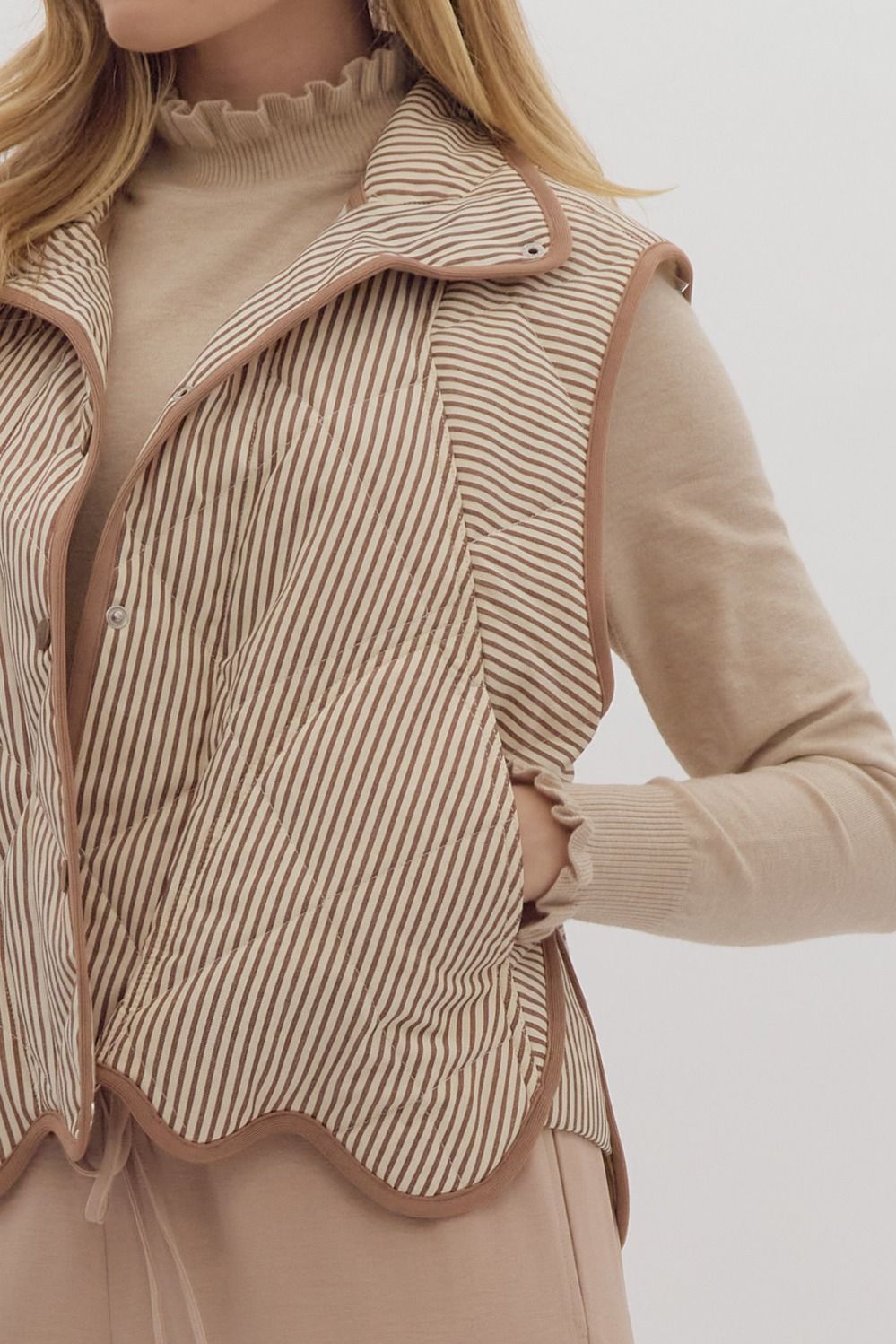 The Sal Stripe + Scallop Vest