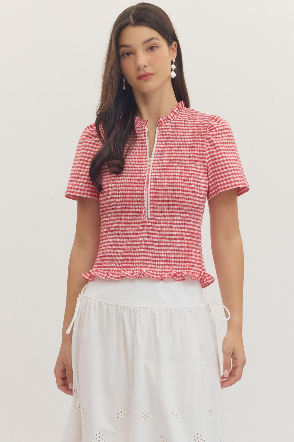 The Carlie Check Top